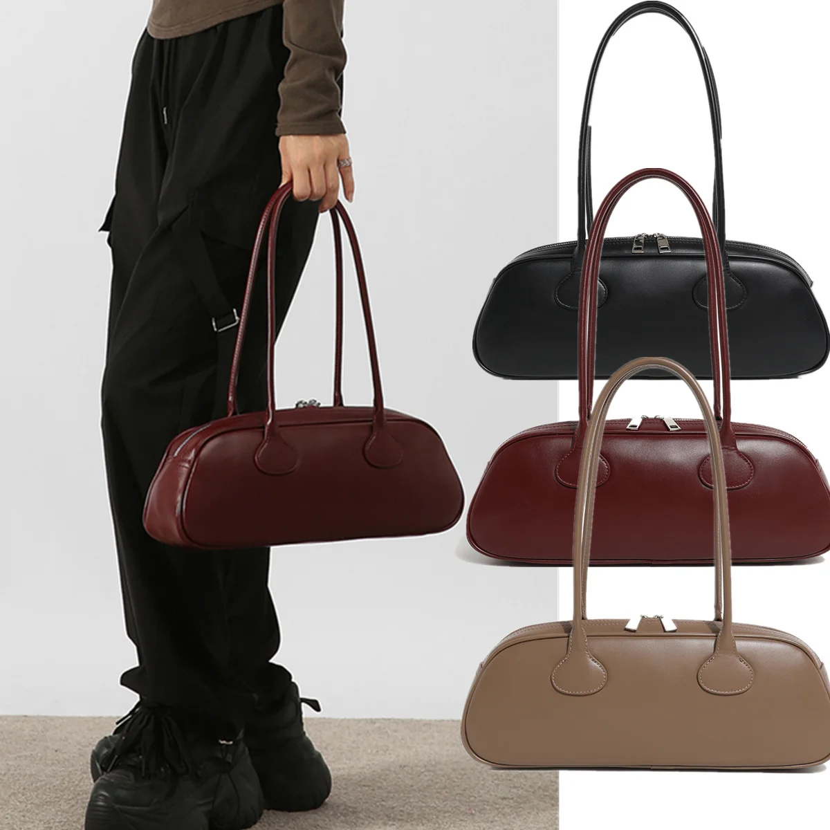 

Jenny&Dave Minimalist Retro Single Shoulder Underarm Bag Texture Large Capacity Handheld Stick Female bags Bags For Woman