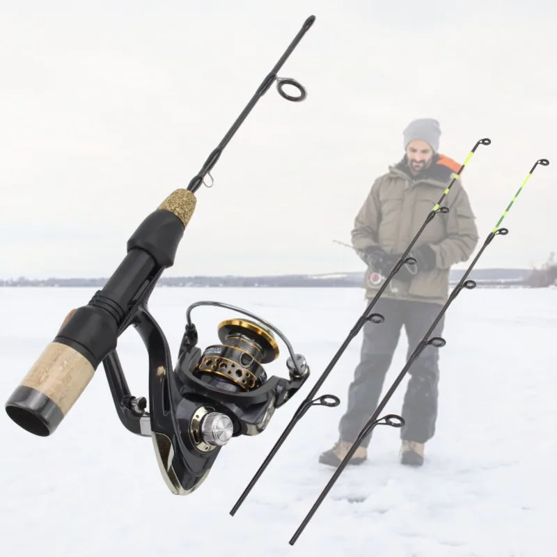 60cm 2 Tips Rod Reel Combos Winter Ice Fishing Rod Pole Tackle Carbon Pole Ice Fishing Rod