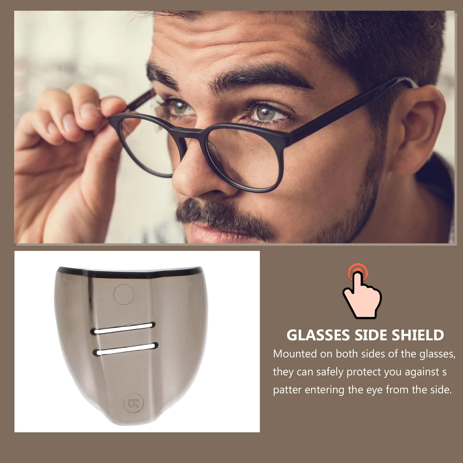 Protecteur de lunettes universel à enfiler, 2 paires de côtés pour lunettes de soleil, marron clair