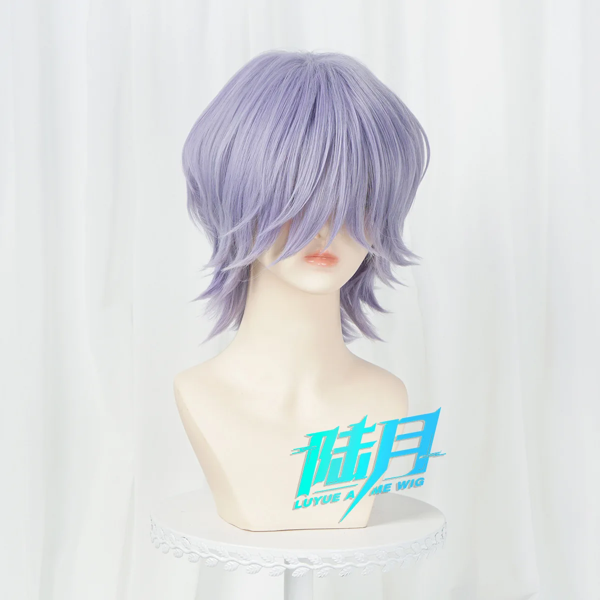 Perruque de Cosplay pour fête d'halloween, cheveux courts violets mystérieux pour hommes, accessoires de jeu de rôle de carnaval de noël, perruque synthétique résistante à la chaleur