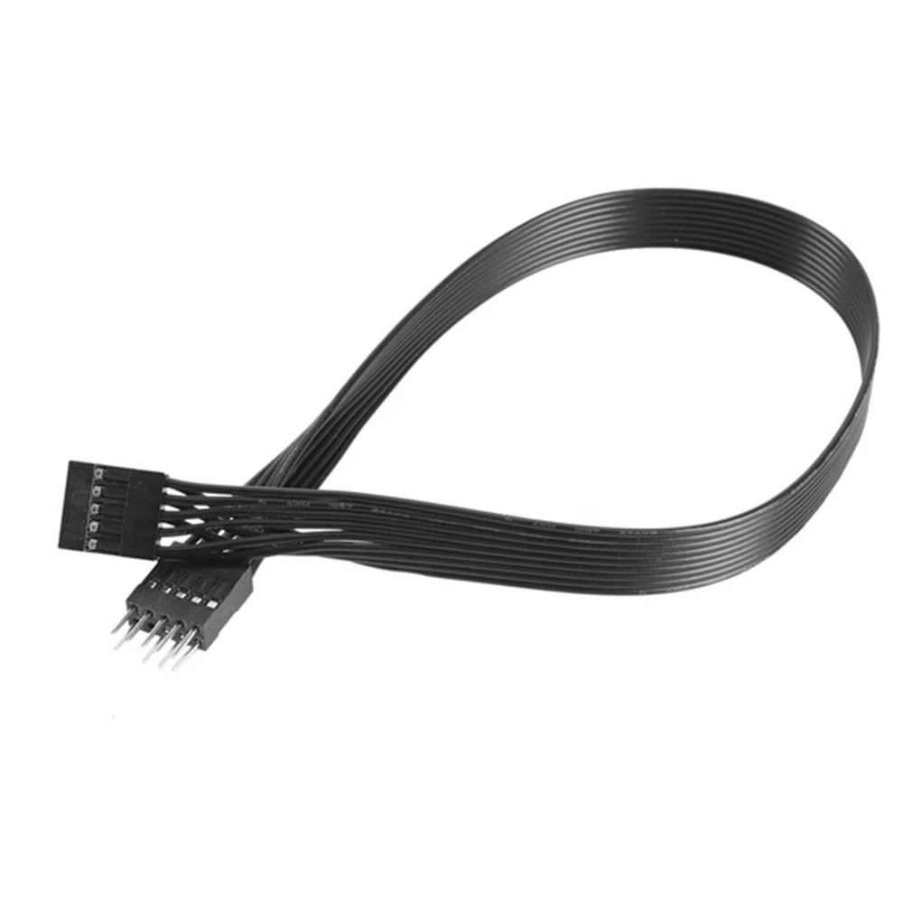 2Pcs Motherboard HD Audio 9Pin Male to Female Extension Cable for PC DIY Black 30CM