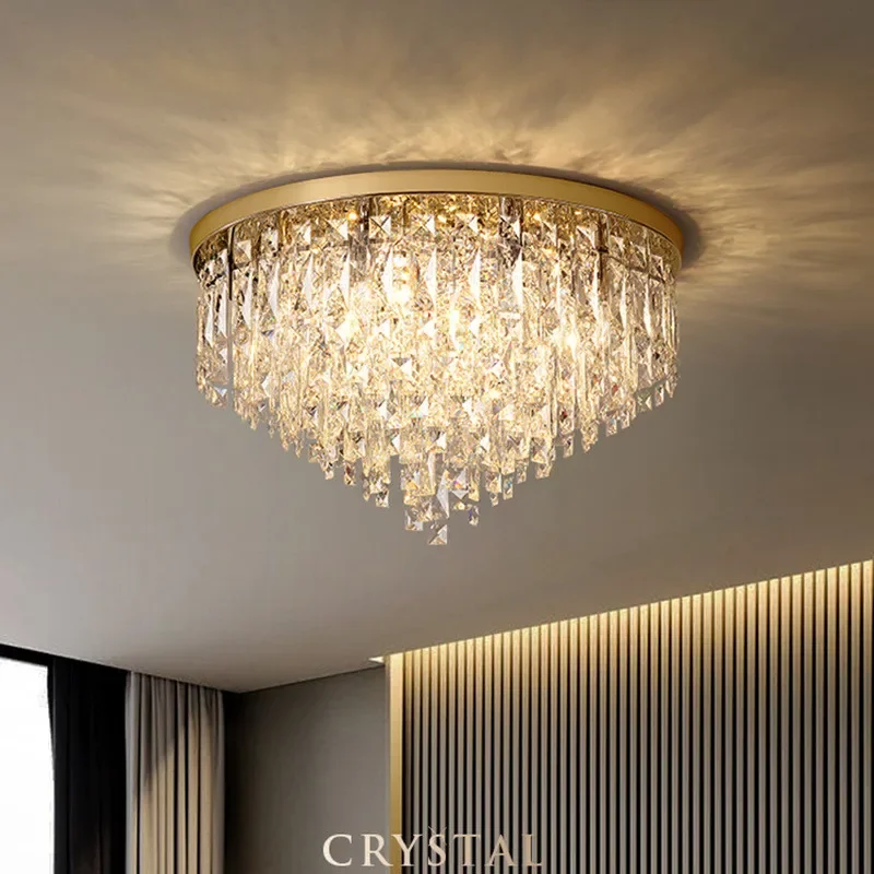 Royal Modern Bedroom Crystals Ceiling Lamp Lustre Lamp Steel Led Ceiling Lights Art Deco Led Chandelier Lighting Fixtures Lamp