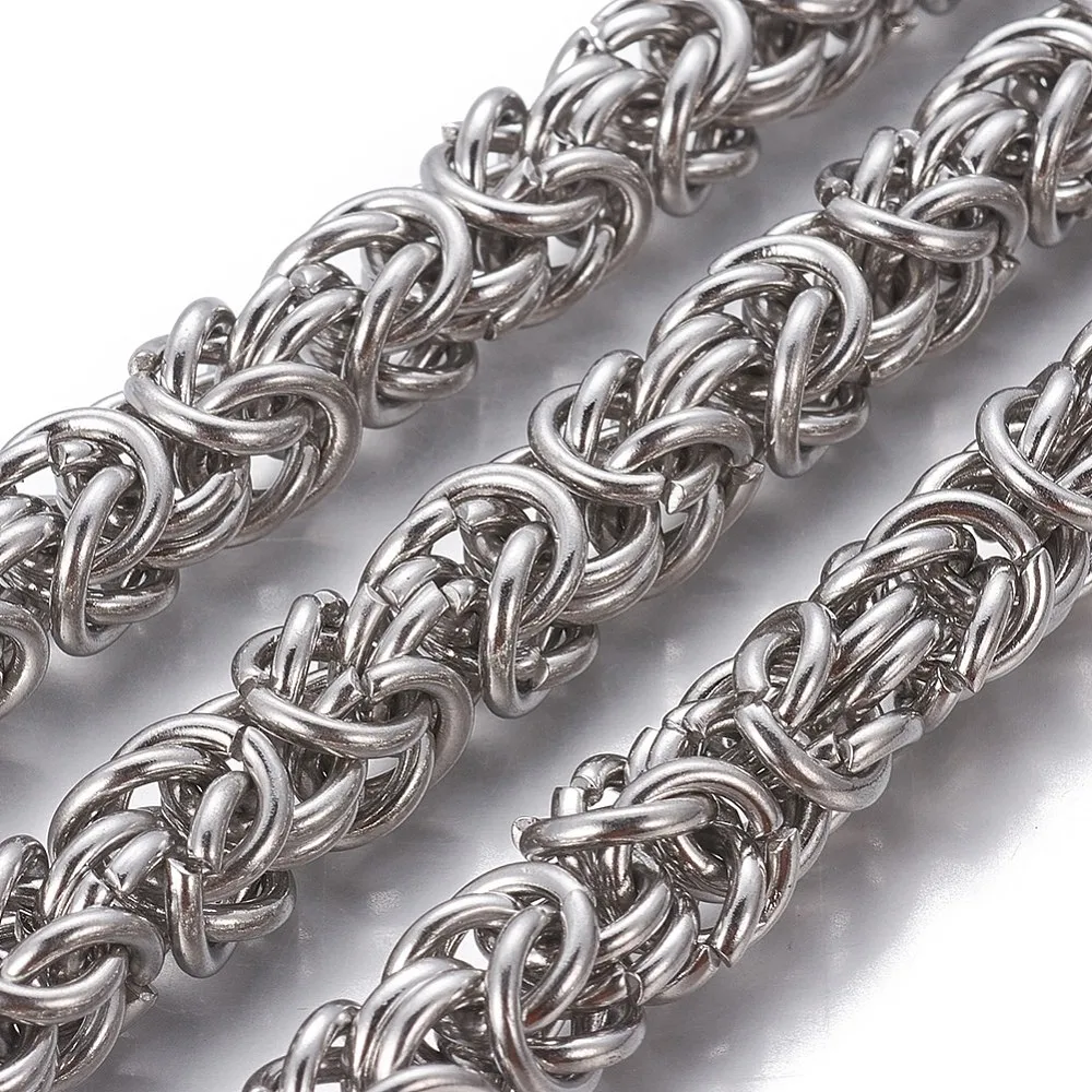 

Византийская цепочка, устойчивая к потускнению, 1 м, несварная из нержавеющей стали 304 для роскошных изготовления ювелирных изделий своими руками, серебристо-черный цвет