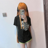 Anime Futaba Sakura Cosplay Costume Striped Top Shorts Set Casual T-shirt Uniform Girl Sexy Clothes Halloween Outfit