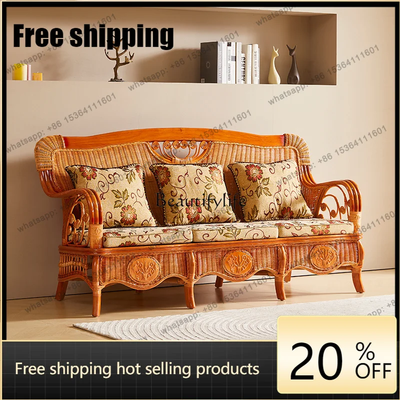 XX Rattan Sofa Combination Living Room Rattan Chair Sofa Balcony Leisure Sofa