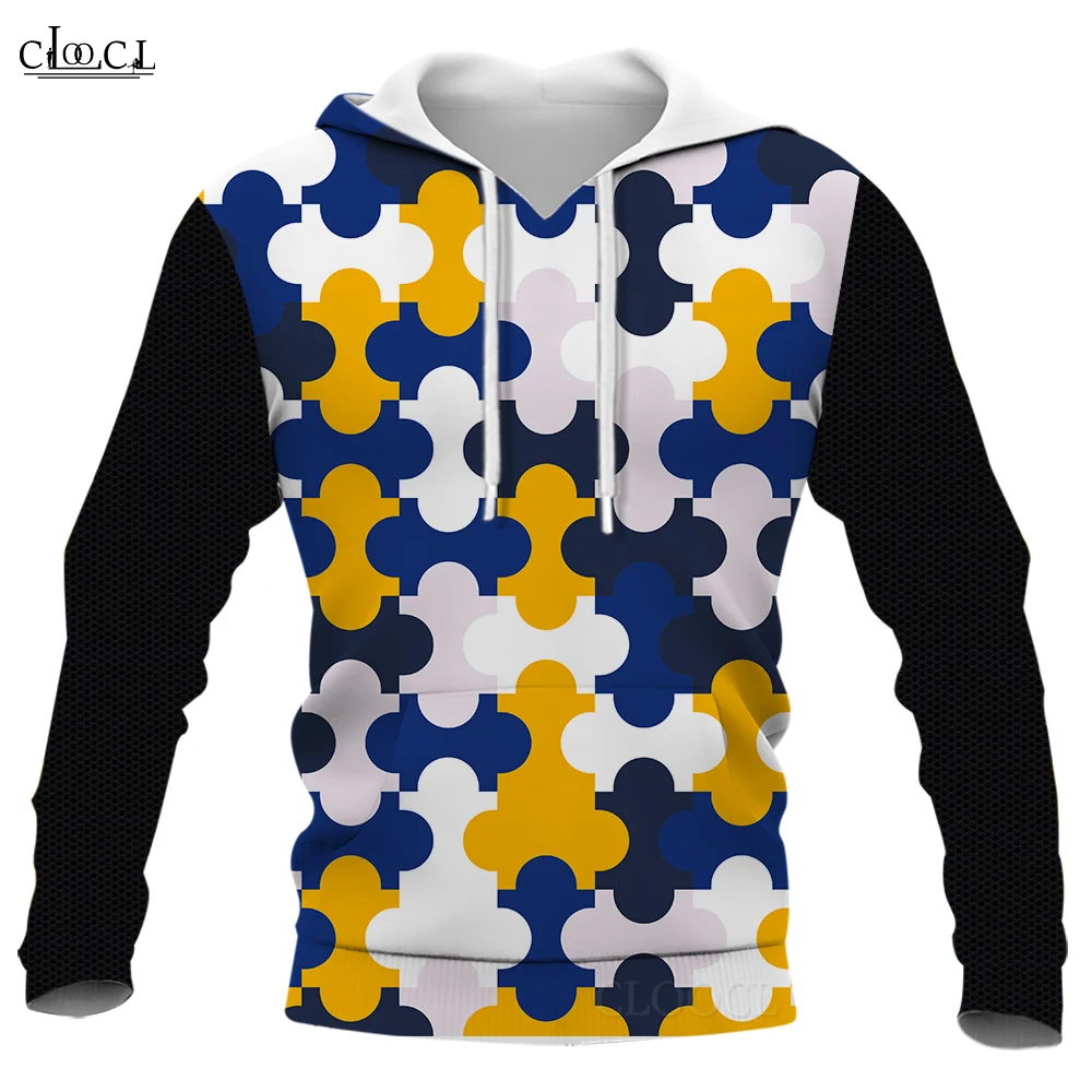 

CLOOCL Men Hoodies Sweatshirt Jigsaw puzzle 3D Printed Pullover Tops Polyester Spandex Sweatshirt Unisex Hooded Sportswear