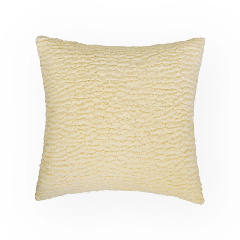 Yellow Plush Decorative Pillow Cover Ultra Soft Pillowcase for Sofa Living Room Decorations Ins Creative Funda Cojines De 45x45