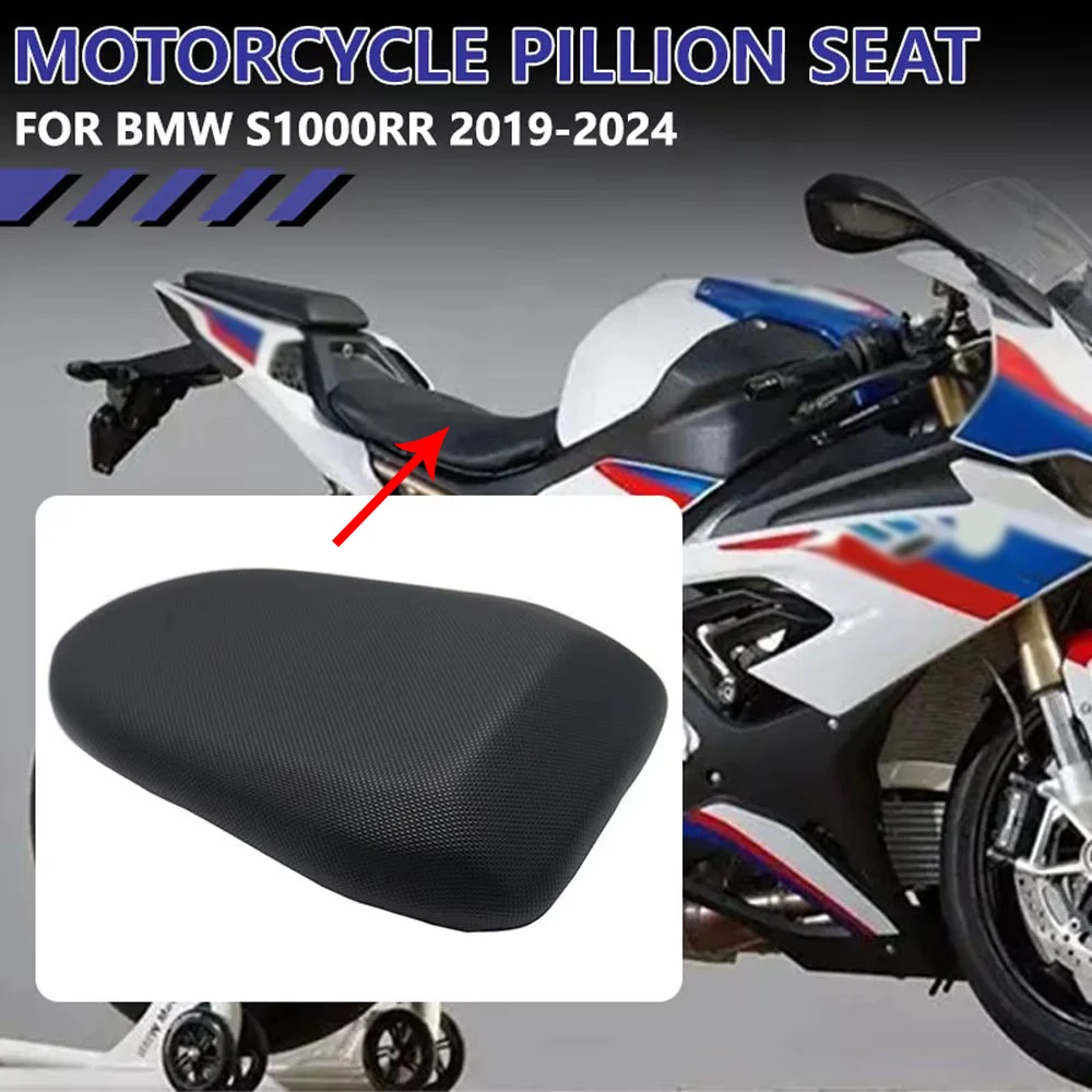 

Motorcycle Driver Rear Seat Cushion For BMW S1000RR 2019 2020 2021 2022 2023 2024 Rear Passenger Leather Waterproof Saddle Seat