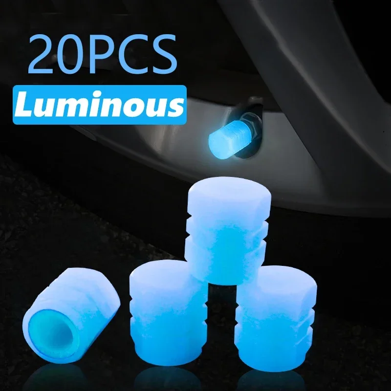 4-20PCS Leucht Auto Reifen Ventil Kappe Fluoreszierende Nacht Leuchtende Dekor Motorrad Fahrrad Rad Düse Staubdicht Reifen Ventil stem Kappen