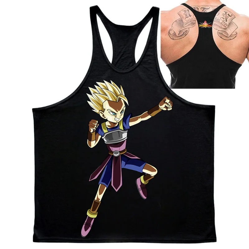 Anime populaire "Dragon Ball" avec motif Gabby imprimé 2025 été vente chaude hommes sport gymnase respirant coton gilet sans manches