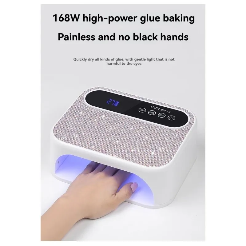UV LED Rechargeable Nail Lamp 128W With LCD Screen 3 Timer Settings For Manicure Nail Art Tool US Plug
