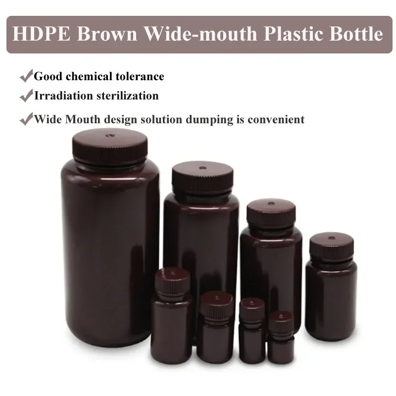 

HDPE Brown Wide-mouth Plastic Bottle 5-1000ml Wide Mouth Vials Laboratory Reagent Bottles