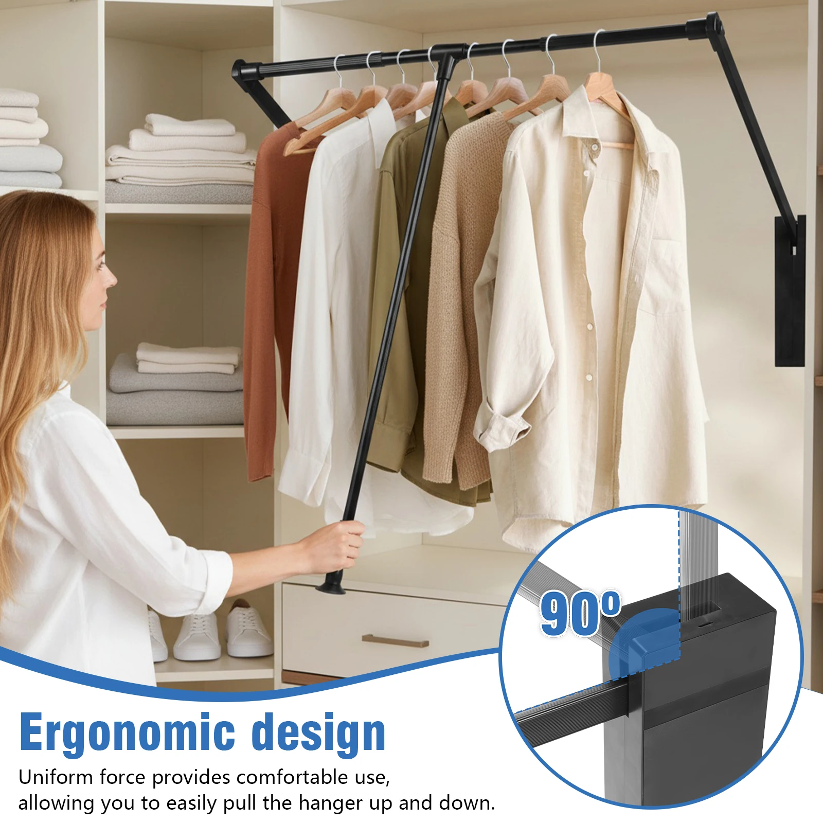 

Комплект из 2 штук: Выдвижная штанга для шкафа с регулируемой шириной, двусторонняя амортизация, нагрузка до 60 фунтов, для кухонных и ванных шкафов