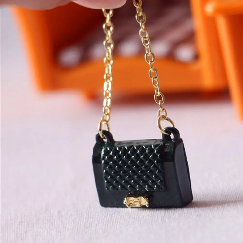 Dollhouse Fashion Shopping Handbag Miniature Chain Backpack Mini Metal Chain Bag Doll House Decoration DIY Doll Accessories