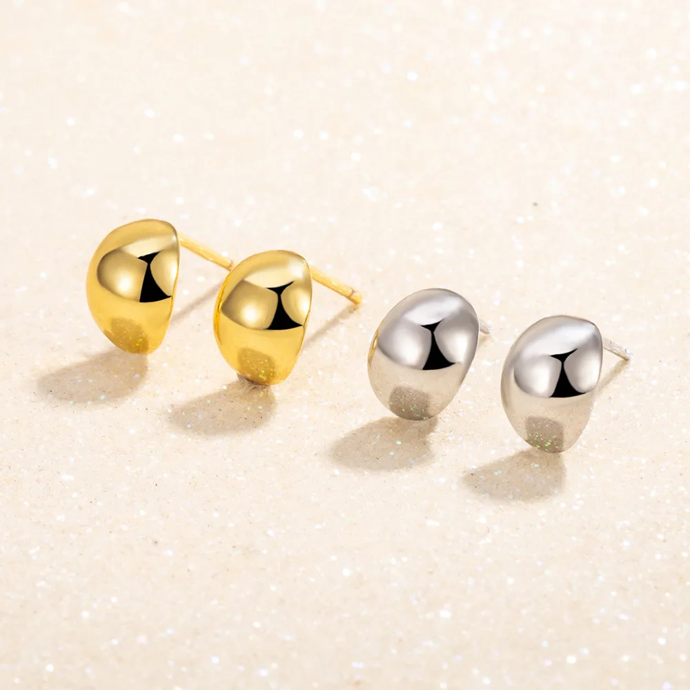 925 Sterling Silver Glossy Waterdrop Earrings Chunky Teardrop Stud Earrings Dupes Brincos for Women Minimalist Fine Jewelry Gift