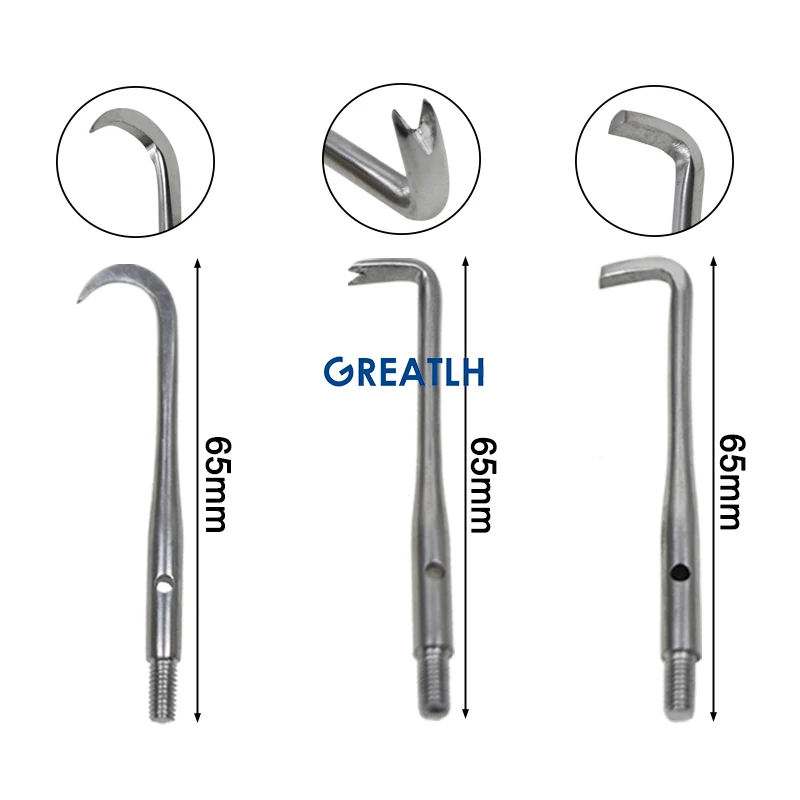 GREATLH Dental 1 Set Automatic Crown Remover Restoration Tool with 3 Working Tip Stainless Steel Material Dental Instrument