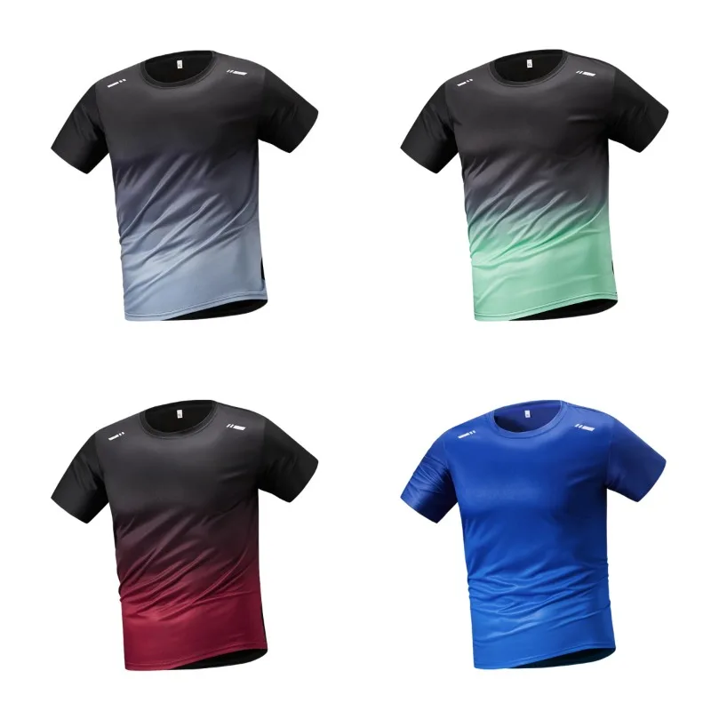 Summer Men's Trendy Tie Dye Round Neck T-shirt Outdoor Comprehensive Training Fast Drying Fashion Ice Silk Short Sleeved T-shirt