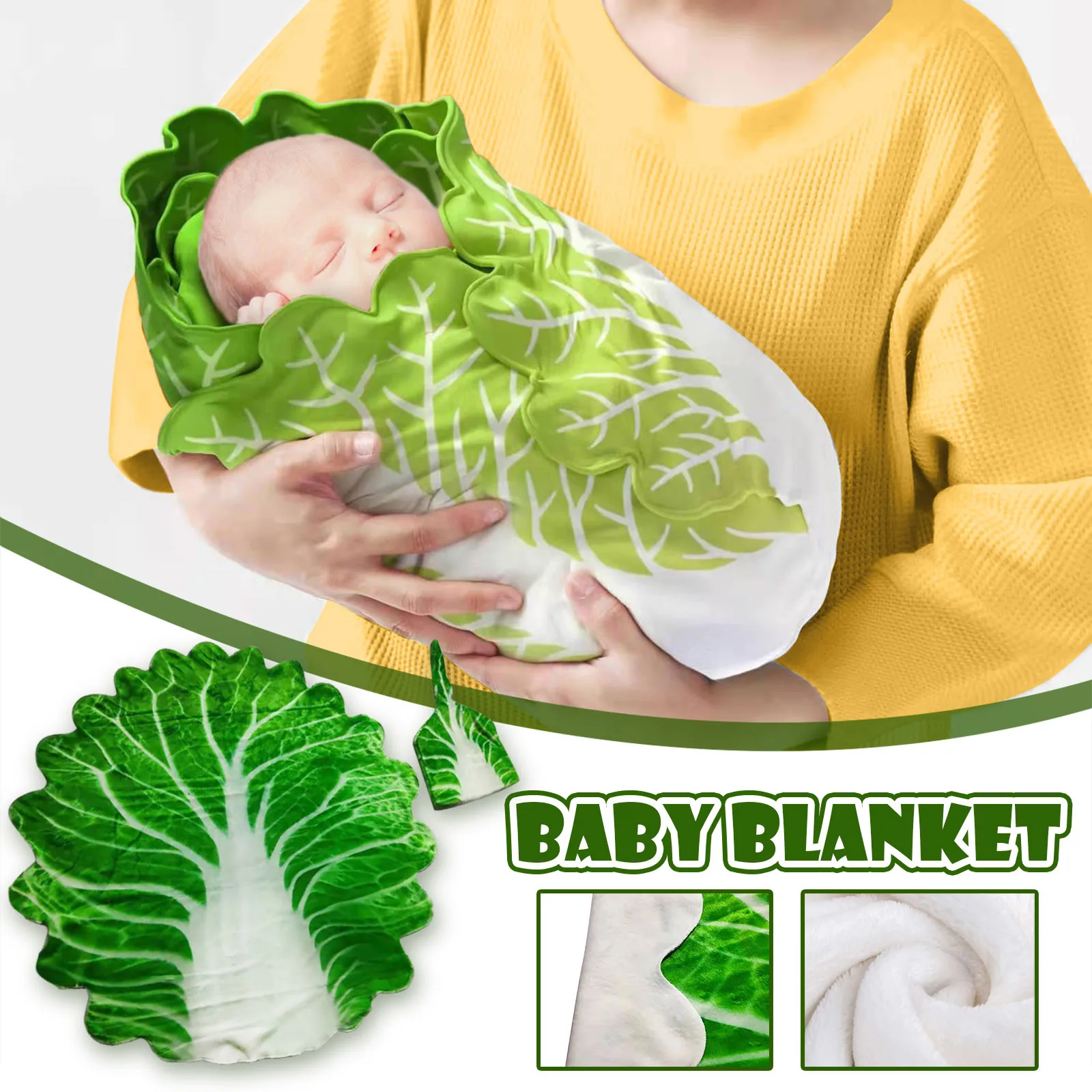 

0-6m Baby Swaddle Wrap Newborn Simulation Cabbage Flannel Baby Wrap Blanket Baby Sleeping Swaddle Wrap Hat Mantas Baby Blankets