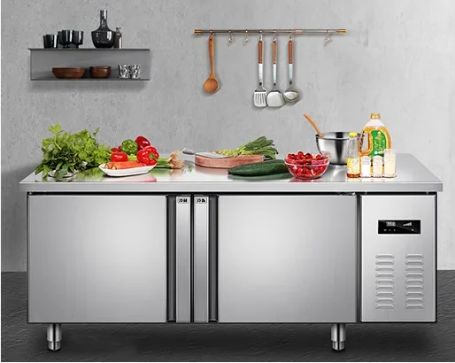 Commercial Stainless Steel Dual‑Temperature Workbench Refrigerator Freezer Kitchen Prep Cabinet