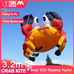 9KM 3.2m Crab Kite Line Laundry Kite Pendant Soft Inflatable Show Kite for Kite Festival 30D Ripstop Nylon with Bag