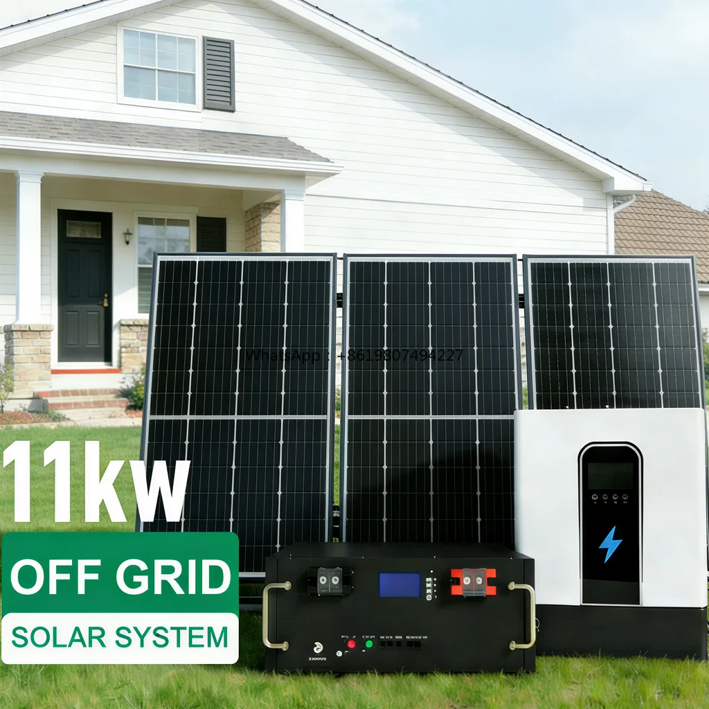11kW Residential Off-Grid Solar Energy System Kit with MPPT Controller Lithium Ion Battery Inverter Solar Panels & Mounting Kit
