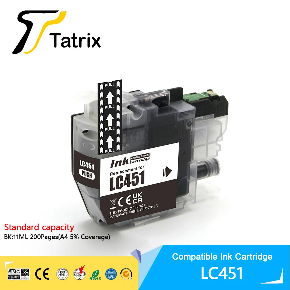 خرطوشة حبر متوافقة مع السعة القياسية من Tatrix LC451 LC 451 للطابعة Brother DCP-J1050DW، DCP-J1140DW، MFC-J1010DW