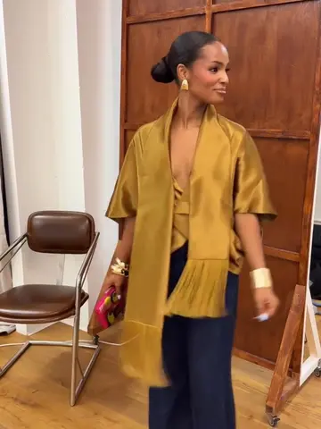 Gold Satin Women Blouse Wrap Scarf Neck Batwing Short Sleeve Blouse Front Knot Tassel Detail Shirt Glossy Elegant Party Top Lady