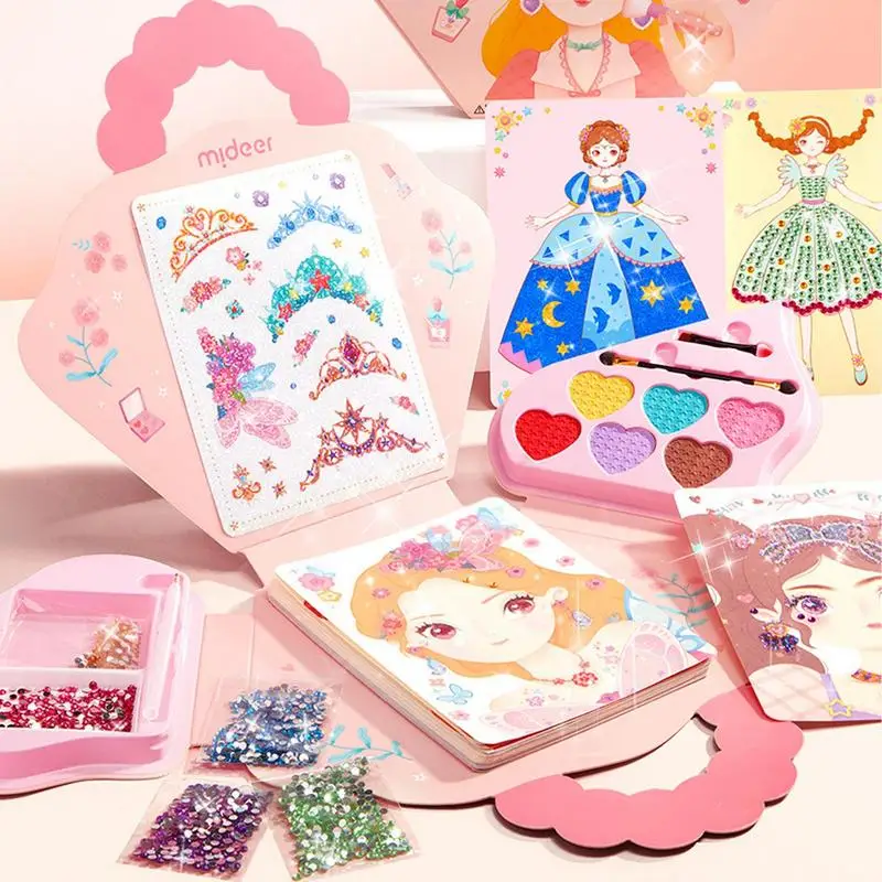 

Girls Paper Sticker Makeup Game Kids-Friendly Princess Dress Up Toy Paper Makeup Girls Toy Kit Activities Book for Girls Gifts