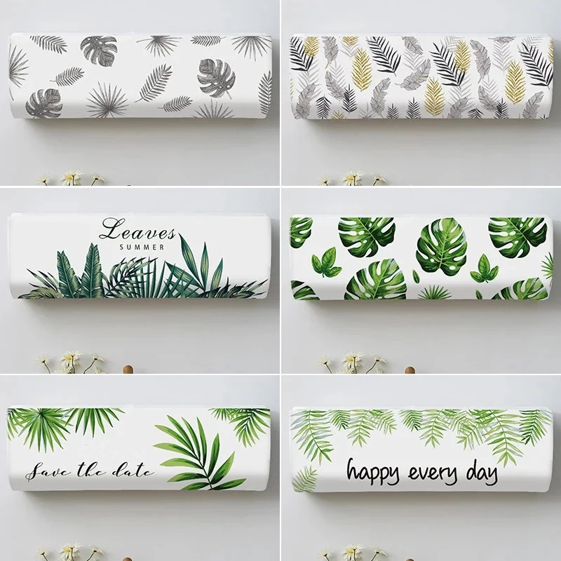 1Pc Air Conditioner Cover Indoor Hanging Air Conditioning Protective Case Tropical Leaves Printed Dust Covers Home Decor