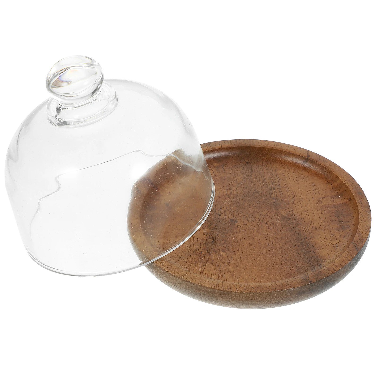 

Wooden Dessert Tray Transparent Lid Glass Dust Cover Cake Protection Kitchen Dining Must have Tool Enjoy Healthy Food