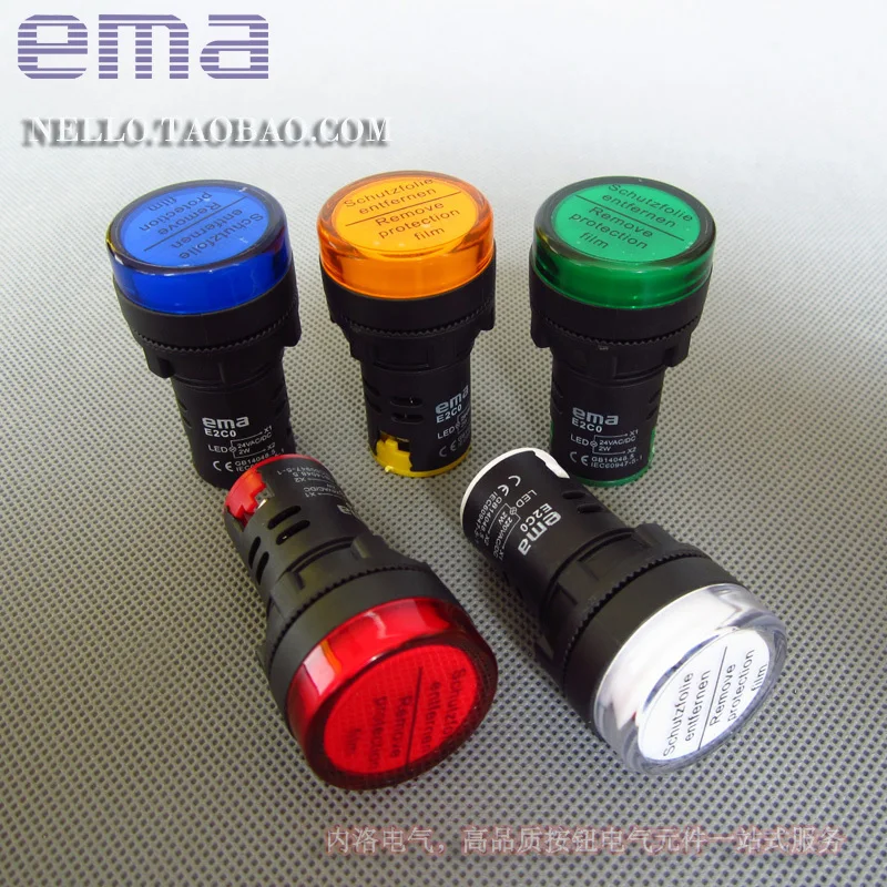 [SA]EMA integrated indicator Push button switch 22mm E2C0*L  E2C0 R/G/B/W/Y 3/4/5 L LED DC24V AC110 / 220V--20pcs/lot