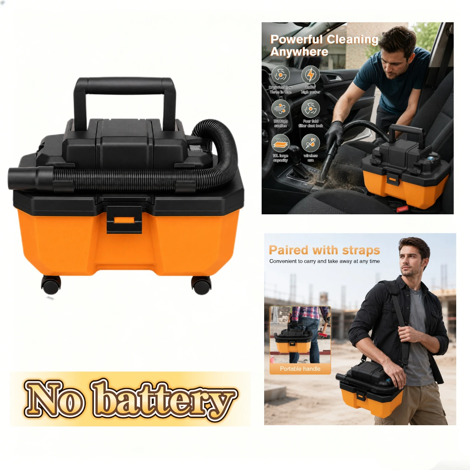 Multifunctional Brushless Vacuum Cleaner for DeWALT 18v Lithium Battery Portable Cordless Car Vacuum Cleaner (No Battery)