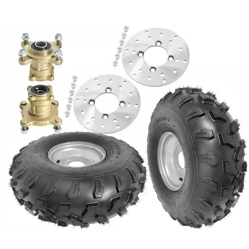 

2x 19x7-8 8" Wheel Tire Rim+Hubs+Brake Discs All-Terrain Fit ATV Dirt Bike Quad