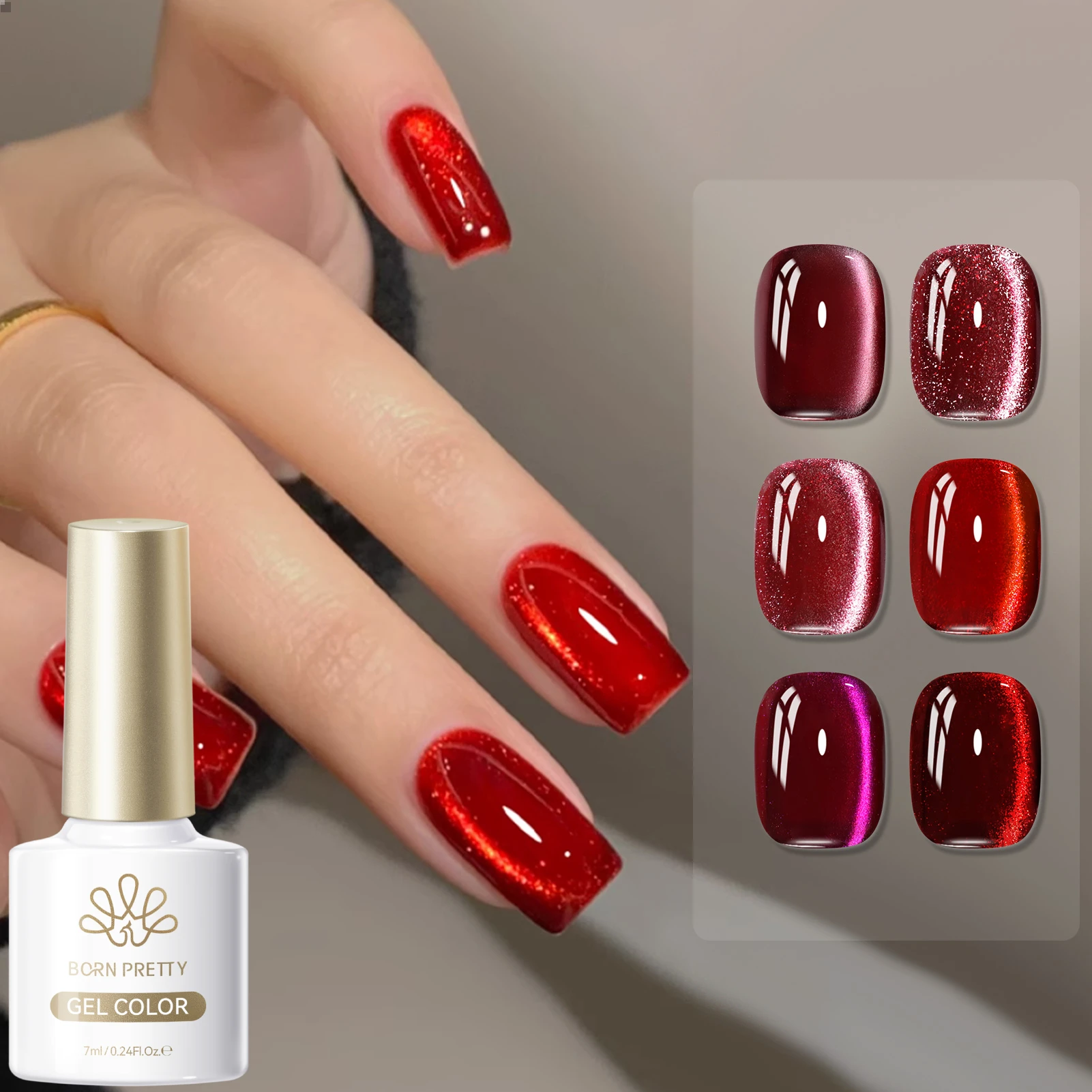 

BORN PRETTY 7 мл HEMA TPO FREE Good Luck Cat Магнитный гель-лак для ногтей Набор 6 шт. Красный рубиновый спиральный замачиваемый УФ-маникюрный лак