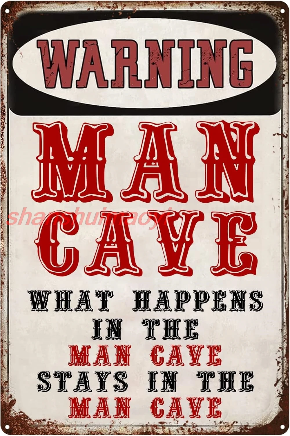 Decor Vintage Tin Signs For Home Wall, Garage, Man Cave - What Happens In The Man Cave, Stay In The Man Cave 12 x 8 Inch