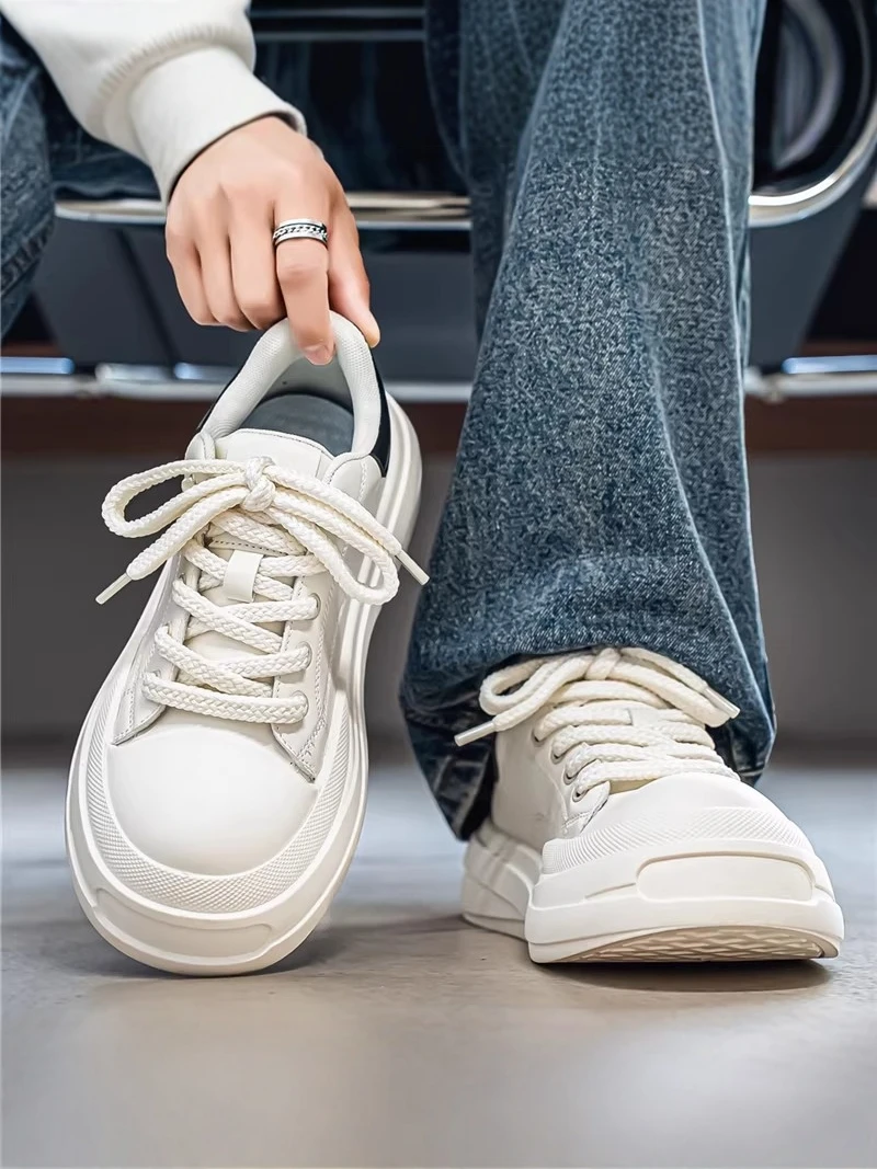 

Men's Casual Sports Shoes 2026 New Style Summer Trendy Thick Bottom Heightening Large Head Board Shoes Versatile White Trend ...