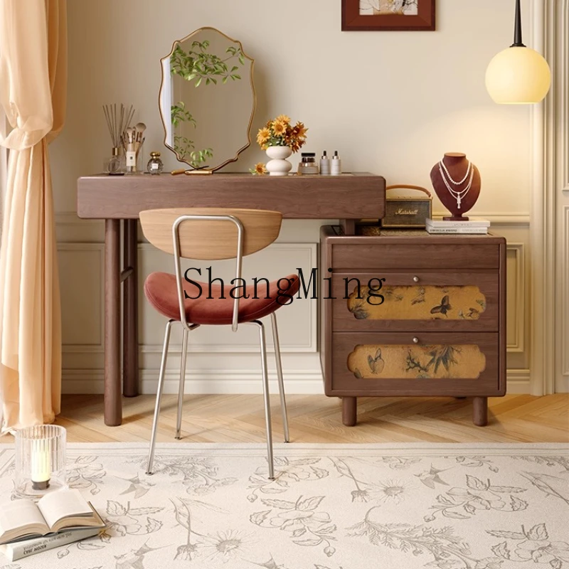 

ZYY household exquisite dresser medieval bedroom solid wood foot small apartment glass desktop combination