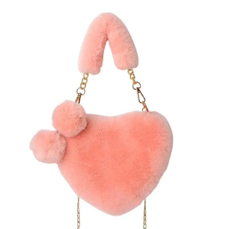 Heart Shaped Bag Plush Handheld Crossbody Heart Shaped Bag Soft Large Capacity Shoulder Bags For Women Females Ladies Students