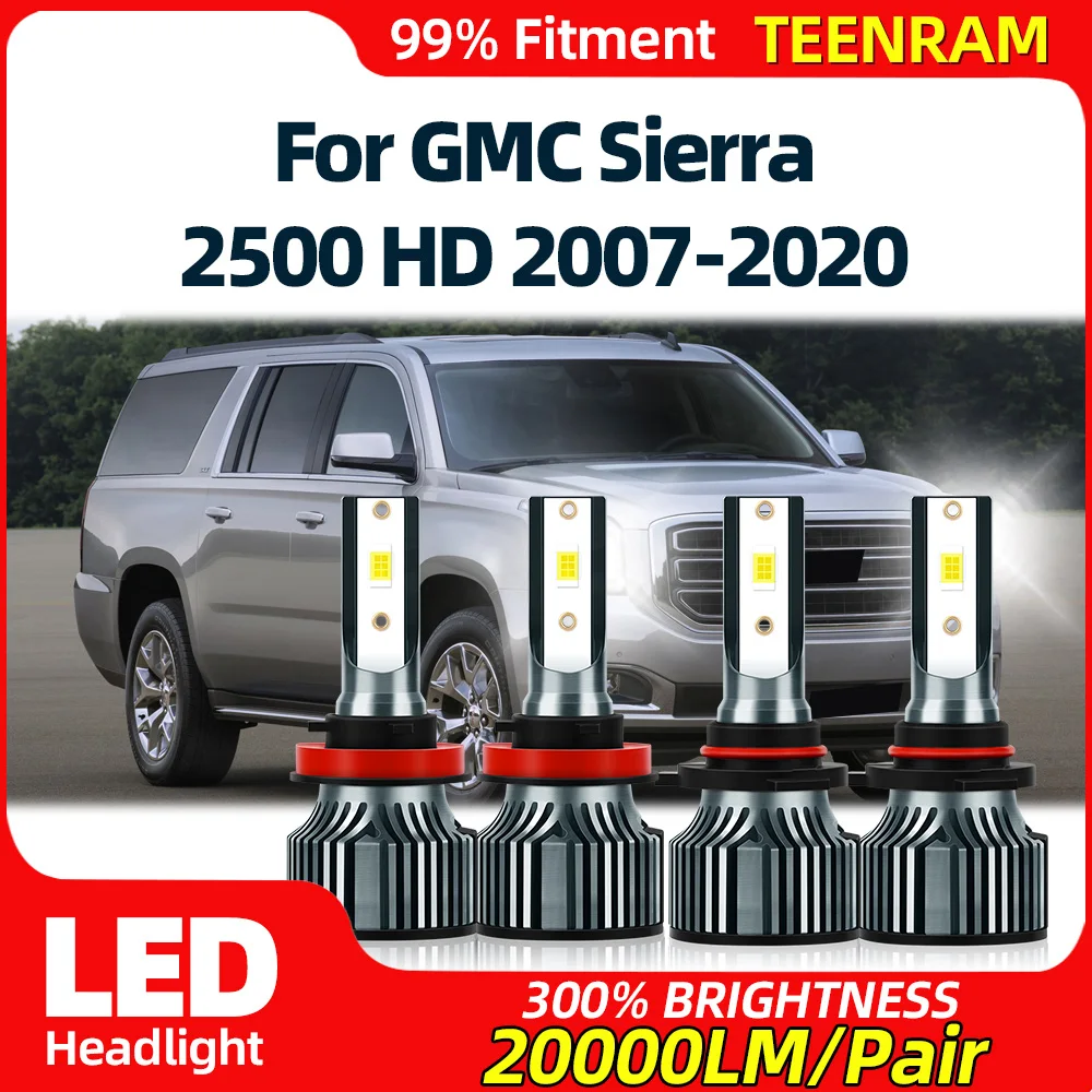 

40000LM LED Car Headlight Bulbs 6000K White Automobiles Lamps 12V For GMC Sierra 2500 HD 2007-2014 2015 2016 2017 2018 2019 2020