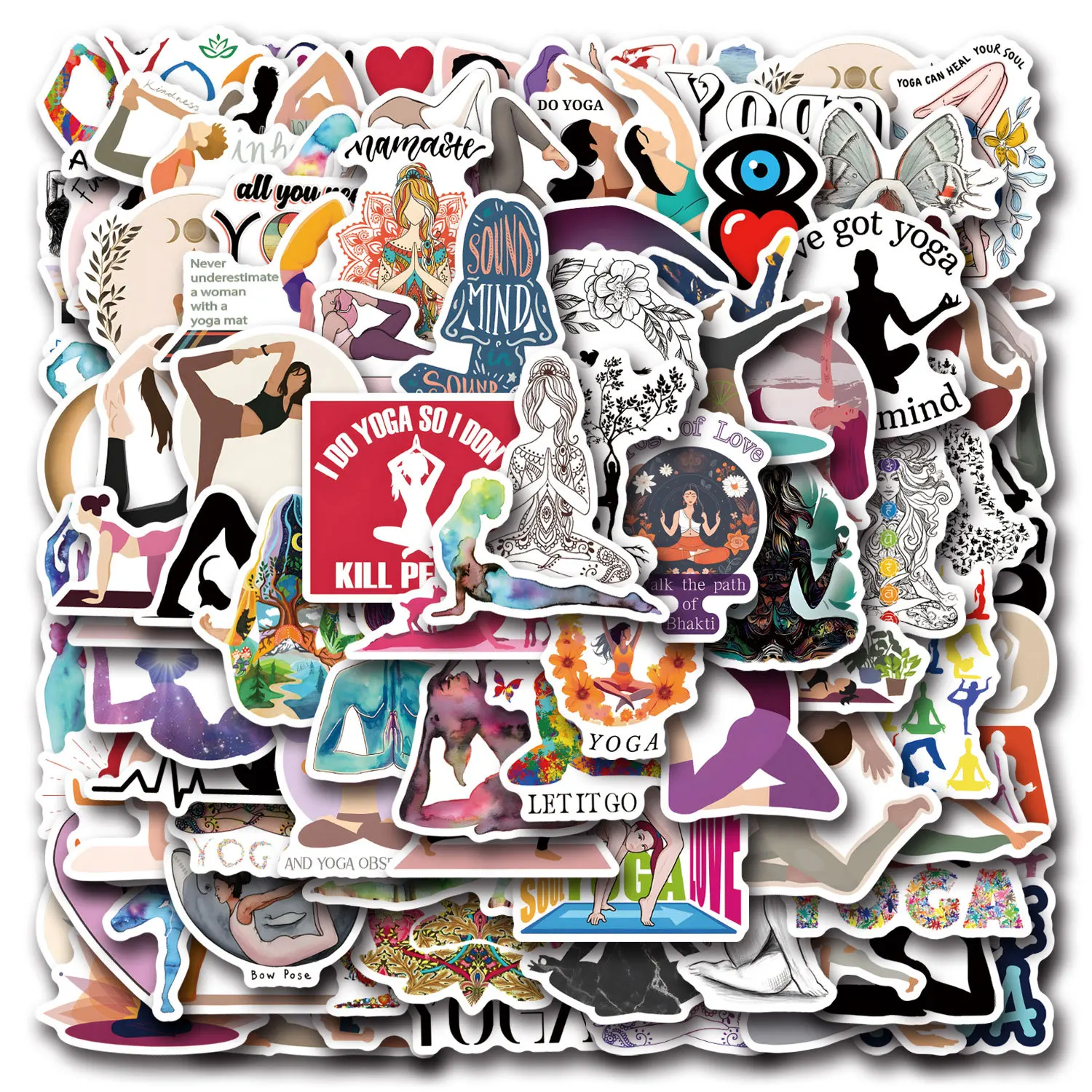 10/55/110 Stuks Yoga Stickers Voor Meisjes Dagboek Plakboek Fiets Bagage Skateboard Helm Fotoalbum Telefoon Laptop Sticker Speelgoed