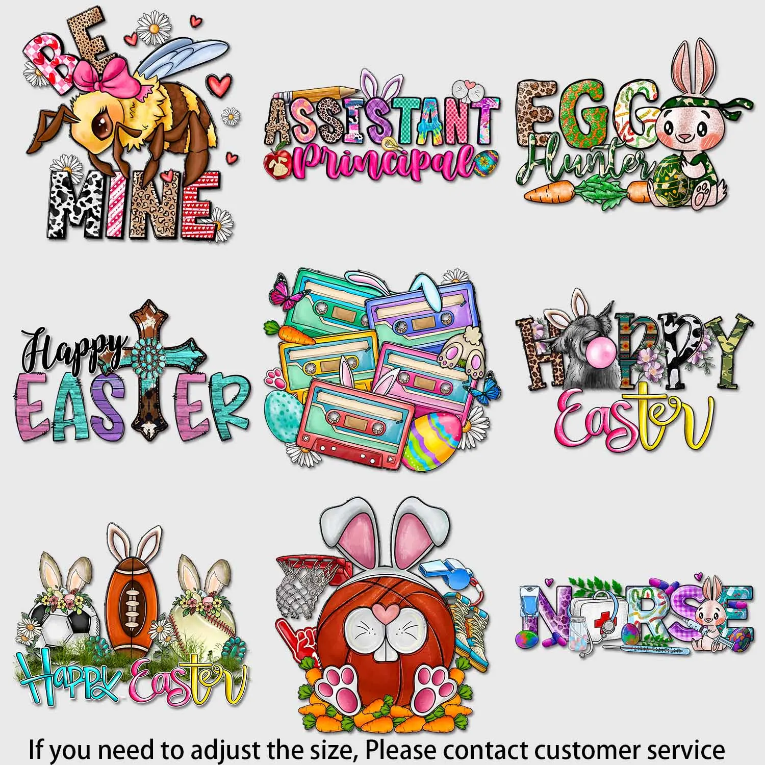 Iron-on Patch Detailed Playful  Easter Stickers suitable for  cloth Gift Colorful Creations No Fading DIY Decoration