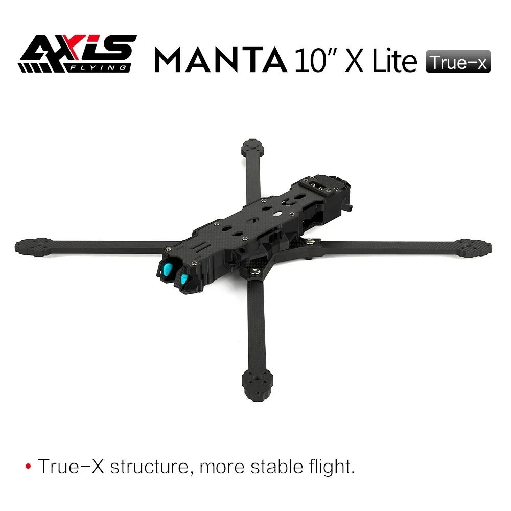 Axisflying manta10 "lite 10 polegadas fpv freestyle drone ture x quadro kit 402mm distância entre eixos t700 carbono compatível hélice de 10 polegadas