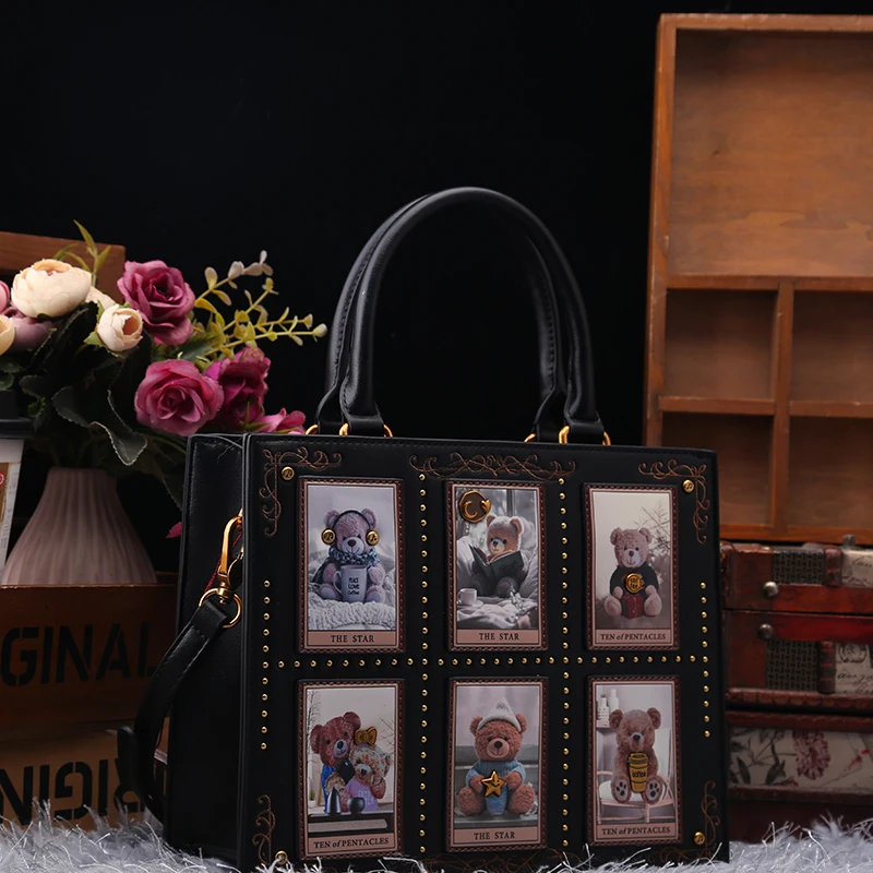 

Vintage and Luxury Designer Bag with Delicate and Cute Cartoon Bear Embroidery Printing Fashion and Popular Shoulder Tote Bag