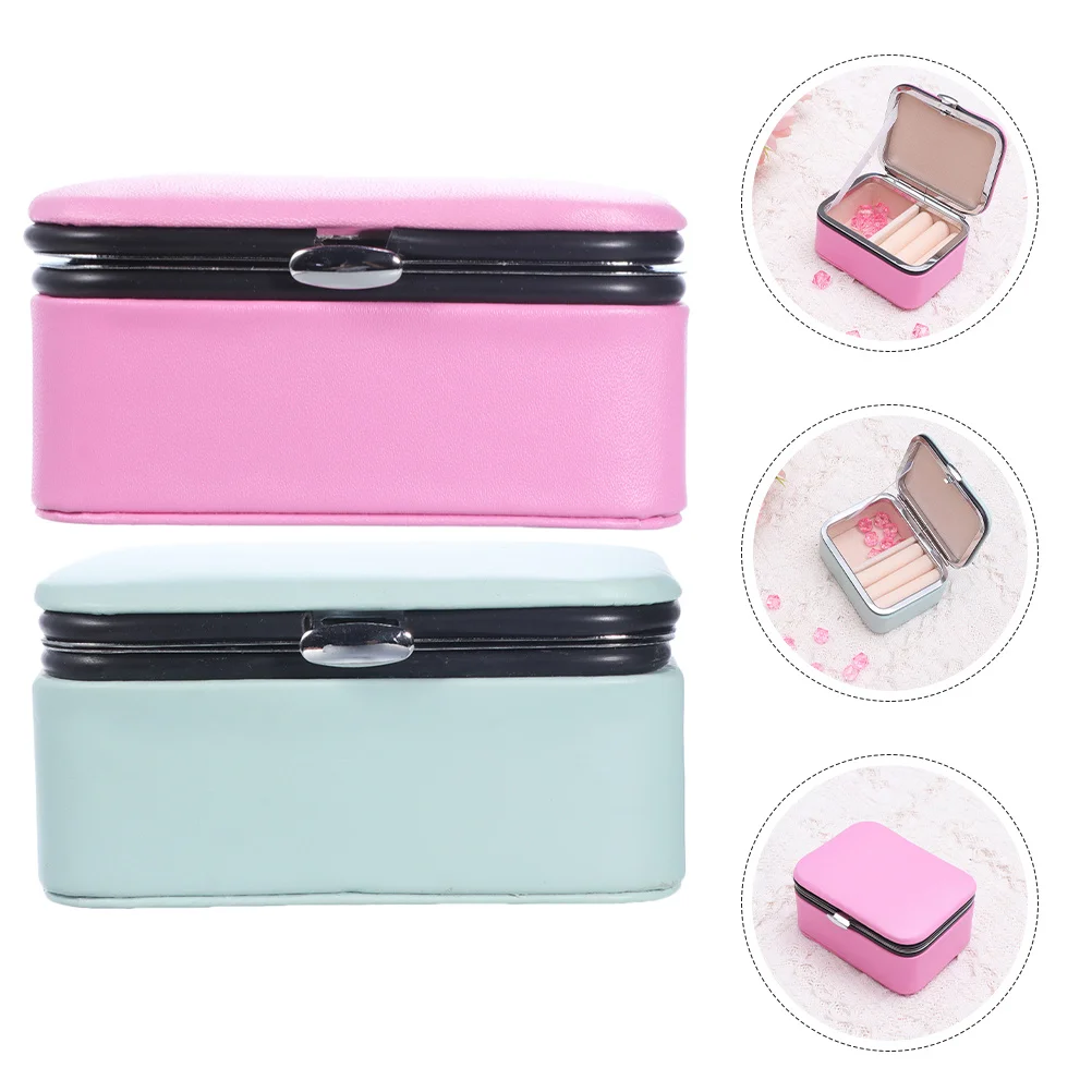 

2Pcs Jewelry Organizer Box Mini Portable Travel Jewelry Case Small Necklace Holder Storage Box for Women Necklace Holder Display