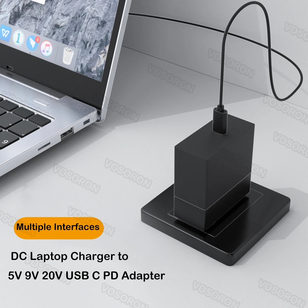 ​65W 100W PD DC 7.4 x 5.0mm Female Input to USB Type C Male Power Charging Adapter for Phones,Tablets,Laptops