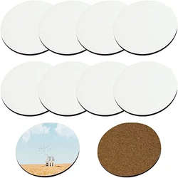 10 PCS Sublimation Blank Cup Coasters Bulk,3.9 Inch Round Blank MDF with cork for Sublimation Transfer Heat Press Printing