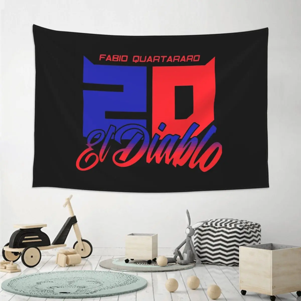 Fabio Quartararo El Diablo Number 20 Tapestry Art Wall Hanging Aesthetic Home Decor Tapestries for Living Room Bedroom Dorm Room