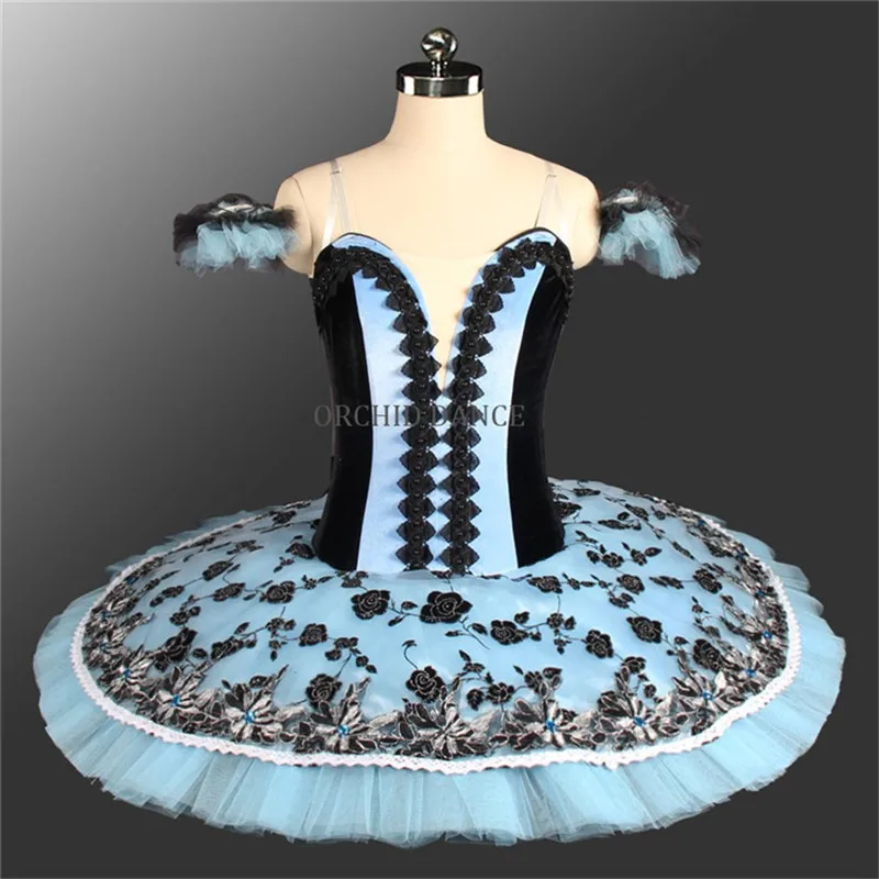 Tamanho personalizado profissional MOQ 1PCS Meninas Performance Wear Veludo Azul Ballet Tutu