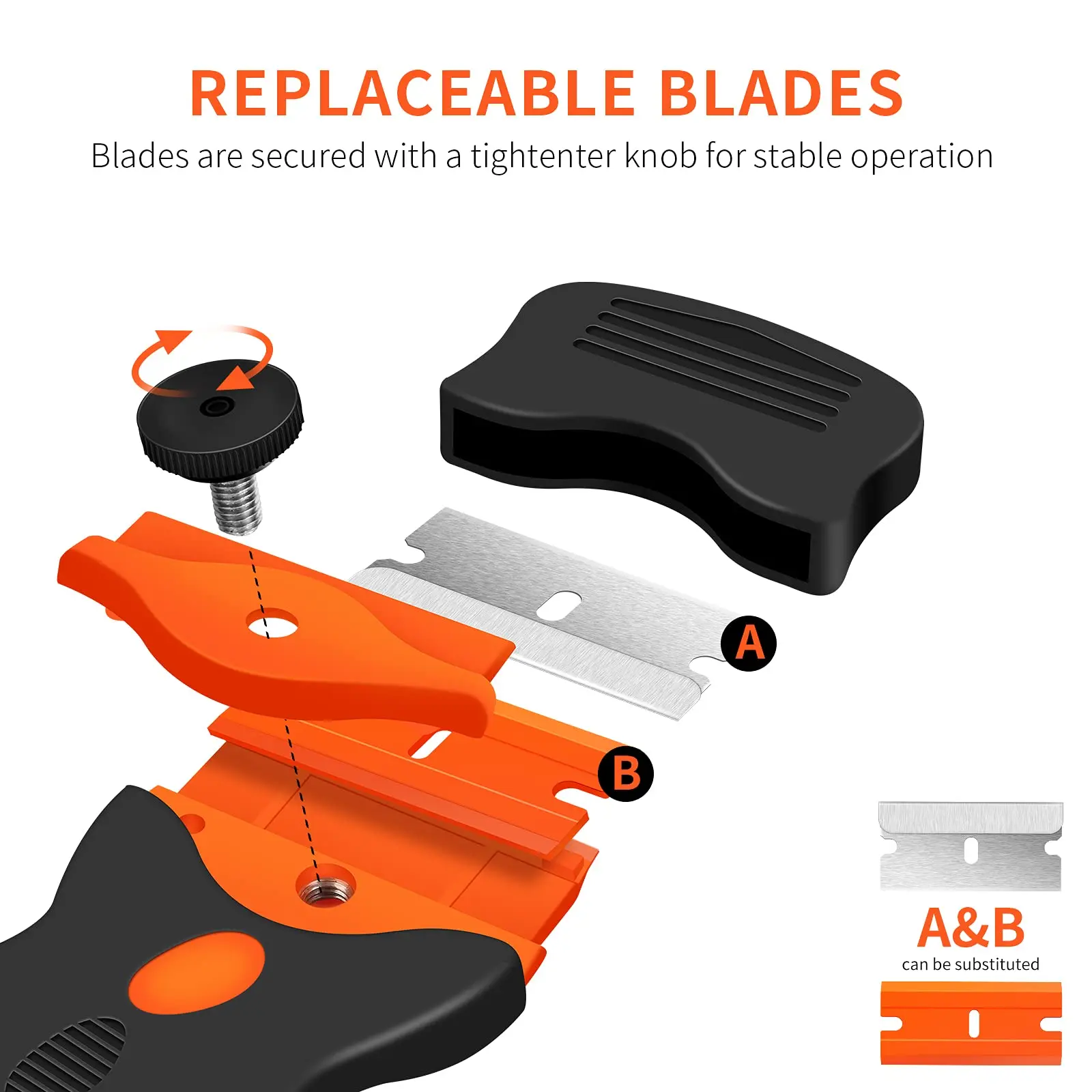 Picture 4: 11/21 Pcs Razor Blade Scraper with Plastic /Metal Edge Removal Tool with Blade Label Sticker for Removing Adhesive Car Glass
