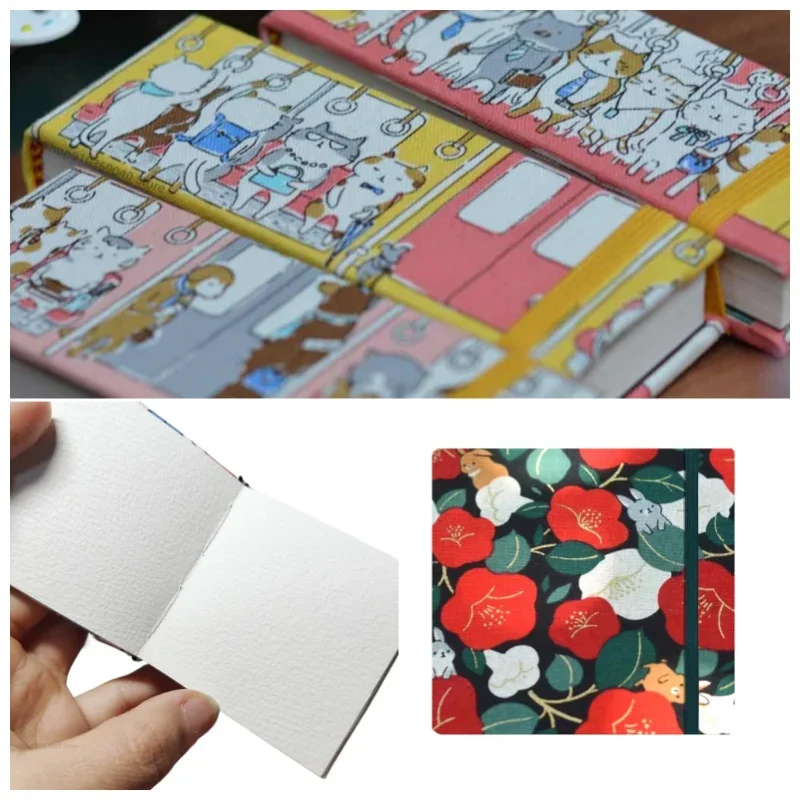 100% Cotton Fabric Cover Watercolor Sketchbook 300gsm Handmade Watercolor Book Portable Travel Painting Paper Art Supplies